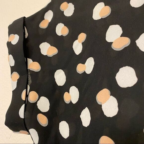PHILOSOPHY black print Sheer Flowy Blouse Top cuffed sleeves XS - Picture 7 of 11